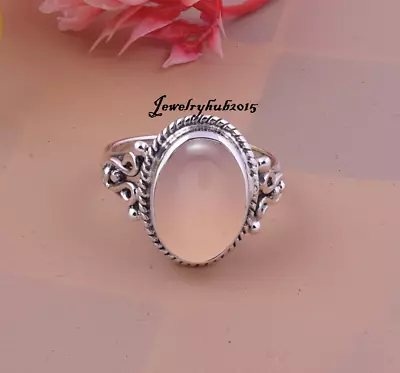 Rose Quartz Gemstone Ring  925 Sterling Silver Beautiful Designer Ring  Gift Her - Image 1 of 4