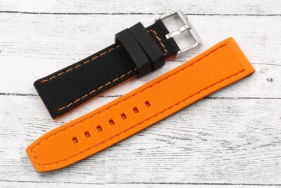 Correa De Silicona Negra Y Naranja Nueva Hebilla De Acero Varias Medidas Unisex - Imagen 1 de 3