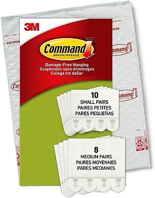 1 Pk 3M Command Picture Hanging Strips 10 Small 8 Medium Per Pack Total 18 Pairs • 9.14€