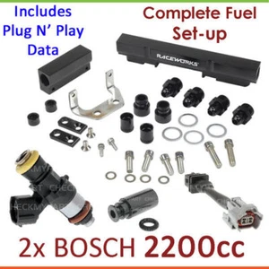 2x New BOSCH 2200cc Injectors & Fuel Rail Setup For Mazda RX-7 Turbo FD 1.3L - Picture 1 of 4