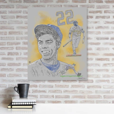 Christian Yelich Milwaukee Brewers Unsigned Stretched 20" x 24 Cover