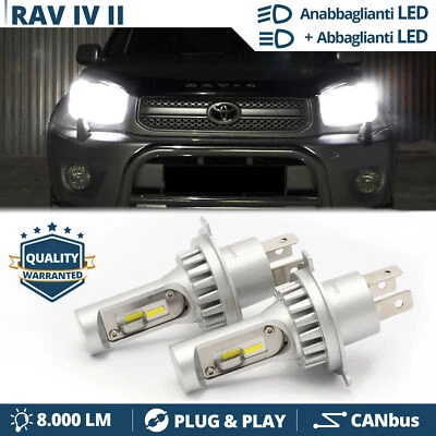 Kit LED H4 Per Toyota RAV 4 II (00-05) Luci Bianche Fari ANABBA+ABBAGL CANbus - Immagine 1 di 4