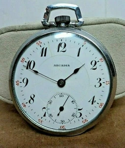 1910er 44MM ARCADIA 15J 2ADJ. Fleurier Swiss Aufzug Mechanische Taschenuhr  - Bild 1 von 5