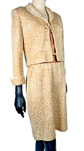 St John Marie Grey Beige White Animal Print 3 pc Jacket/top/shirt-Size 4 - Picture 1 of 16