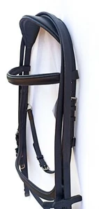 Anatomical shaped Leather BridleCrown shap head piece fully Padded with reins - Picture 1 of 16