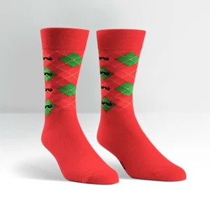 Sock It To Me Men's Crew Socks - Merry Moustache (UK 6-12) - Picture 1 of 3