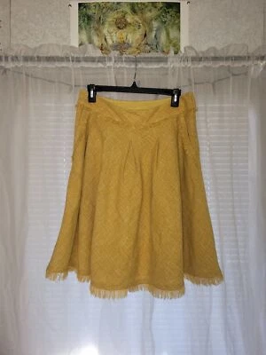 Falda Anthropologie Maeve para mujer talla 8 amarilla Buttercup bolsillos con flecos Foto 1 de 4