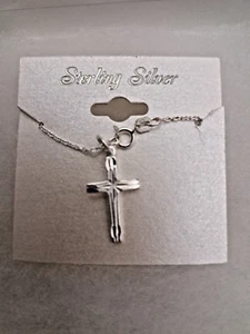 Nuevo collar de cruz y cadena de plata esterlina 925 de 18 - Imagen 1 de 4