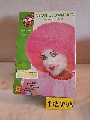 粉红色霓虹小丑非洲假发服装万圣节配件 — 第 1/3 张图片