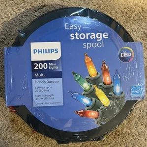 Philips 200 Mini Lights Multi-Color Indoor/Outdoor Led w/Storage Spool NIB - Picture 1 of 1