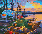MOGTAA Camping Paint by Numbers for Adults Kids, Kayak DIY Canvas Oil Painting
