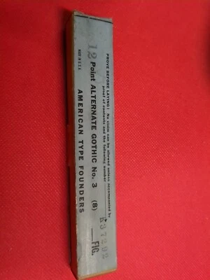 Rare NOS ATF 12pt. Alternate Gothic No.3 Letterpress Type Vintage sealed - Image 1 of 4