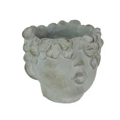 Mini maceta suculenta decoración cara besándose cabeza de concreto fruncida 7 pulgadas de alto Foto 1 de 4