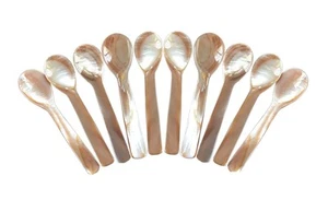 Set of 10 Pink Mother of Pearl 3.55′′ Caviar Spoons for Caviar Serving or Egg... - Picture 1 of 9