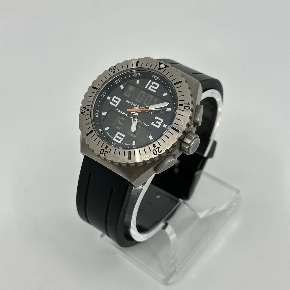 РЕДКИЕ титановые многофункциональные кварцевые аналоговые цифровые дайверские часы Momentum формат 4 - Изображение 1 из 4
