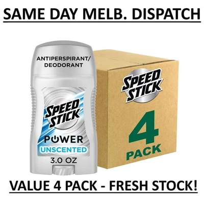 Speed Stick 24/7 Power Unscented Roll-On Stick Deodorant 4 x 85g - VALUE 4 PACK - image 1 of 4