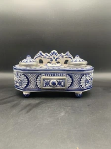 Alte handbemalte Tinte nummeriert Coimbra Portugal Steingut blau & weiß signiert - Bild 1 von 21