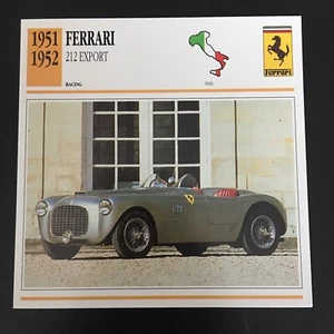 Tarjeta de información de hoja de especificaciones Ferrari 212 Export 1951-1952 - Imagen 1 de 2