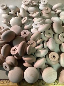 20 NEW UNFINISHED Small Cherry 1-1/8” ROUND WOOD CABINET KNOBS INV-X42 - Picture 1 of 10