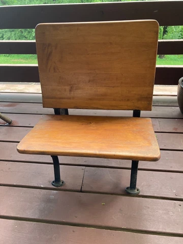 A.S. Co. 1900s Antique Child's School Desk Vintage Old Wood Iron Cover