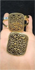 Luxury Copper Jewelry Set– Handmade Bracelet & Ring with Elegant Oriental Design - Picture 1 of 2