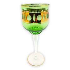 Überfangglas Kelch Grün Vergoldet Goldrand Verziert Höhe 20 cm Pokalglas Vintage