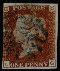 1841 1d Red Pl 16 LG Blue Maltese Cross Good Spacefiller GU Cat. £650.00 - Picture 1 of 1