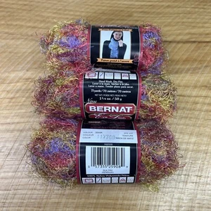 3 Skeins Bernat Eyelash Nouveau Yarn Sultry #35004 50g 77 yds Each Yellow Pink - Picture 1 of 7