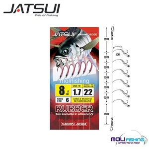 LENZA PRONTA SABIKI PESCA DALLA BARCA JATSUI J200 PIUMA SILICONE UV 6 AMI - Foto 1 di 1