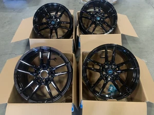 19x8.5 +40 Konig Myth 5x112 Gloss Black Wheels (Used Set) - Picture 1 of 7