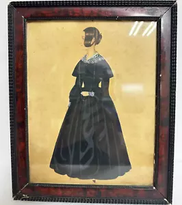 19. Jahrhundert American School Aquarellmalerei junge Frau in voller Länge Kleid - Bild 1 von 7