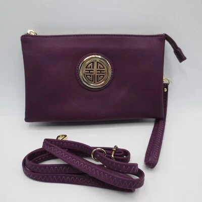 Cartera sin asas de bolsillo morada Mulit con correa bandolera 8,5" X 5,5" Foto 1 de 4