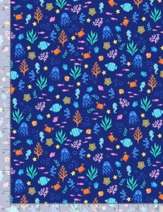 Nautical Fabric | Your Are Mer-Mazing Mini Fish Blue | Timeless Treasures YARD - Picture 1 of 1