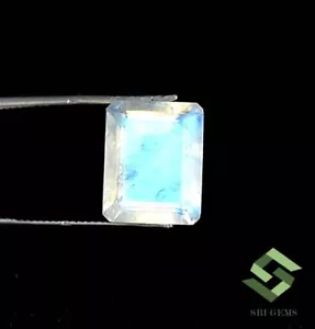 Zertifizierter natürlicher Regenbogen-Mondstein Achteckschliff 10 x 8 mm 3,13 kt loser Edelstein - Bild 1 von 6