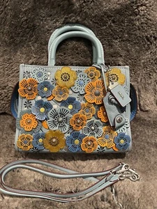 COACH 1941 LIMITED EDITION BLUE/MULTI ROGUE 25 TEA ROSE SATCHEL BAG 10512 - Picture 1 of 15