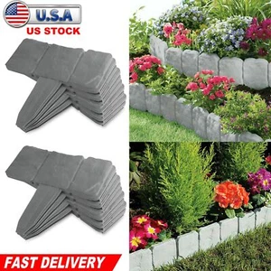 20-100PCS Stone Effect Plastic Border Fence Lawn Garden Edging Plant Flower Bed - Picture 1 of 16