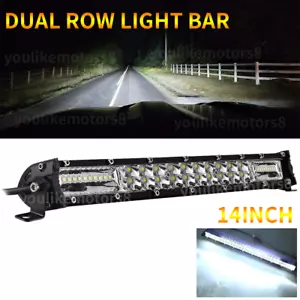 Dual ROW 14INCH 72W LED LIGHT BAR FIT FOR Polaris Sportsman/RZR/Ranger UTV ATV - Picture 1 of 12