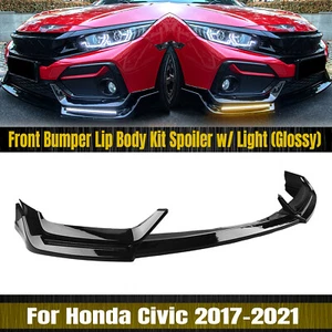 For Honda Civic Si Hatchback 2017-2021 Front Bumper Spoiler Splitter Lip BLK - Picture 1 of 12