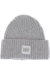 UGG Hut/Mütze Damen Kopfbedeckung Mütze Gr. ONESIZE Wolle Leder Grau #a3xig7g