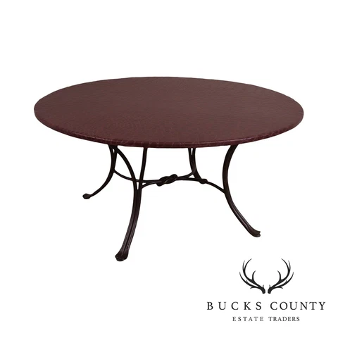 Custom Quality 36" Round Faux Reptile Skin Top Iron Base Coffee Table Cover