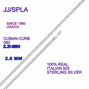  Massive Sterling Silber flache kubanische Panzerkette 2,8 mm -080 ITALIEN CH615 - Bild 1 von 1