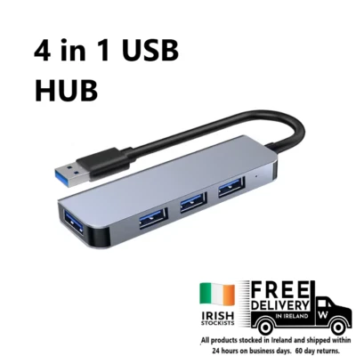 USB HUB Adapter 4 in 1 Multiport 3 x USB 2 and 1 x USB 3 - Image 1 of 4