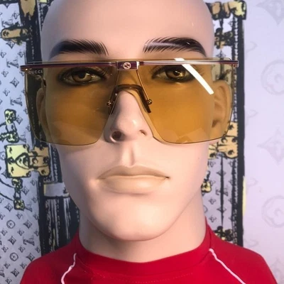 NEW AUTHENTIC GG1096S 003 SUNGLASSES BY GUCCI ™ SHIELD, MATERIAL: METAL, RIMLESS - Image 1 of 4