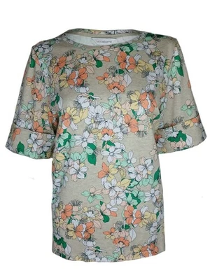 Liz Claiborne Women's Floral Print Boat Neck Short Sleeved  T-Shirt - Image 1 of 3