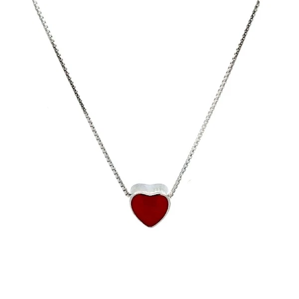 Collana Donna Argento Cuore Rosso NE010949 - Nuovo - Immagine 1 di 1