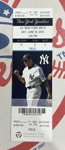 NY Yankees VS Mets Full Ticket. 19. Juni 2010 Yanks Win 5-3 Rivera Save & On Tick - Bild 1 von 2