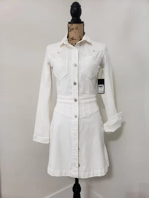 GUESS White Denim Cotton Dress Women's Size Small Long Sleeve NWT - Image 1 of 4