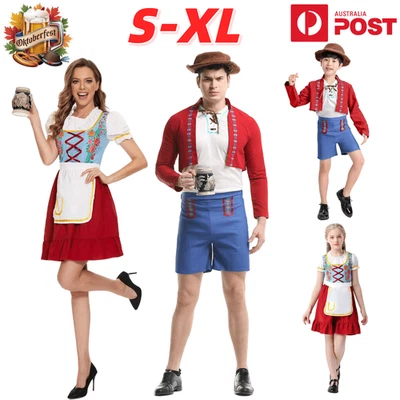 Kids Adult Oktoberfest Costume Bavarian German Cosplay Fancy Dress Octoberfest — 第 1/4 张图片