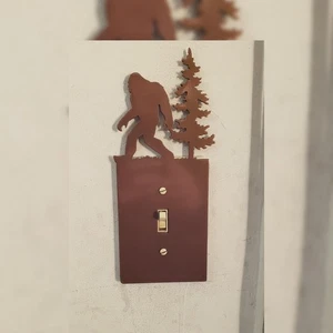 Bigfoot Light Switch Cover Metal Double Gang Powder Coated Forest Plate Cabin Ma - Picture 1 of 17