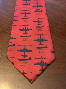 Josh Bach Tie 100% Silk Necktie Red Air Force Bomber - Picture 1 of 5